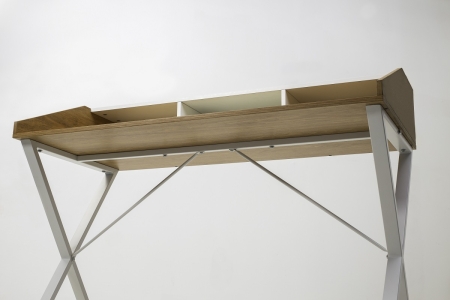 Компьютерный стол ORLA H475 дуб натуральный, белый каркас