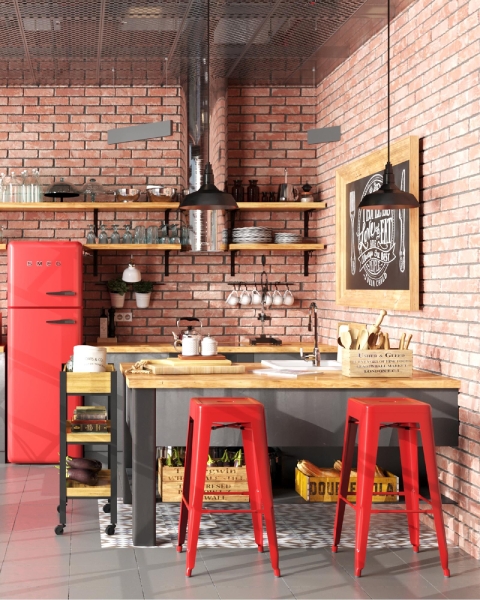 Стул барный TOLIX красный глянцевый Стул барный TOLIX красный глянцевый