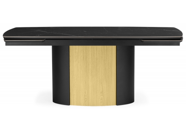 Керамический стол Бовер 180(220)x90 черный мрамор, черный, дуб натуральный