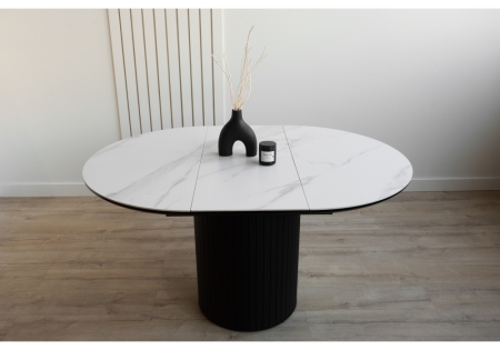 Керамический стол Лорен 100(140) snow white, черный