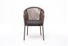 "Лион" стул плетеный из роупа, каркас из стали коричневый (RAL8016) муар, роуп коричневый круглый, ткань темно-серая 027
