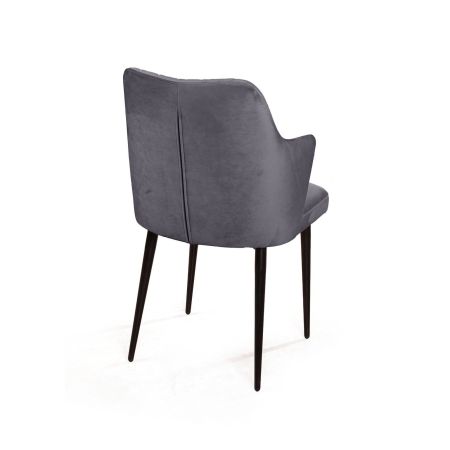 Стул с подлокотниками Hunt, бархат серый, черный конус