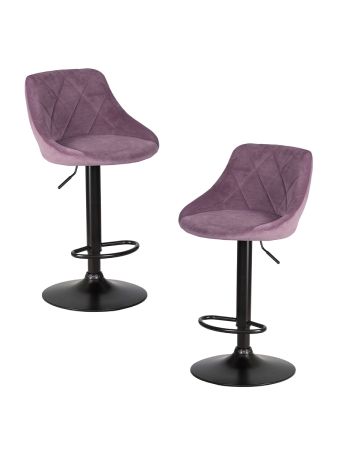 Набор 2 шт Стул барный LOGAN BLACK, пудрово-сиреневый велюр (MJ9-52)