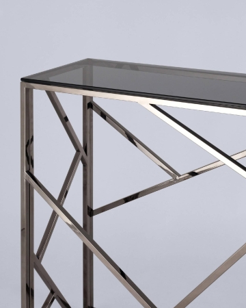 Консоль АРТ ДЕКО 115*30 стекло дым сталь темный хром