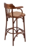 Барный деревянный стул Венский 750 средний тон с мягким сиденьем из коричневой ткани
