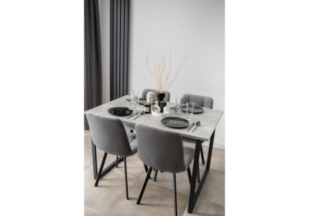 Стол деревянный Лиман 117 х 77 бетон светлый, черный матовый