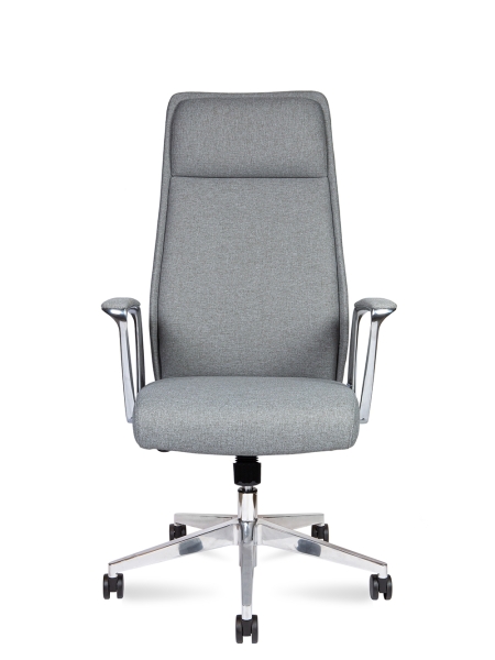 Кресло офисное Liverpool New серый, ткань и металл, мягкое сиденье, с подлокотниками