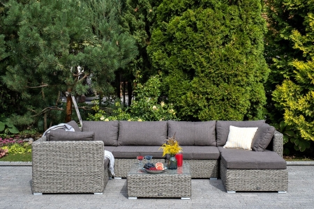 Журнальный столик "Лунго" плетеный (гиацинт), цвет серый