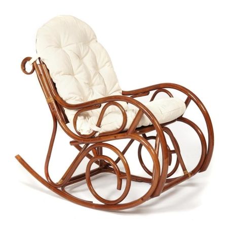 Кресло-качалка MILANO (разборная) без подушки, ротанг top quality, 58x136x103 см, орех