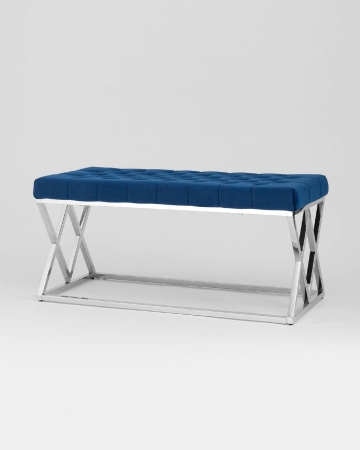 Банкетка ИНСИГНИЯ велюр синий, сталь серебро