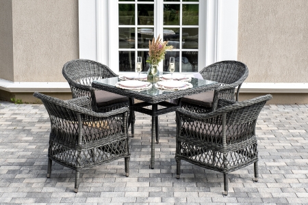 "Сицилия" обеденная группа плетеная, цвет графит