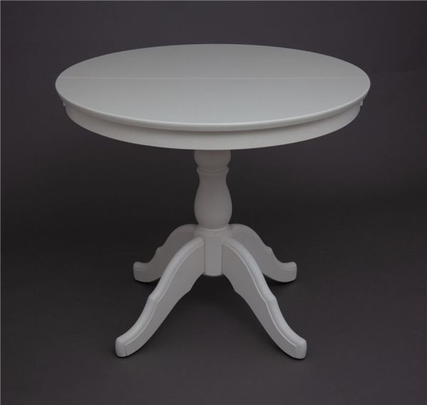 Стол круглый раздвижной из массива дерева слоновая кость