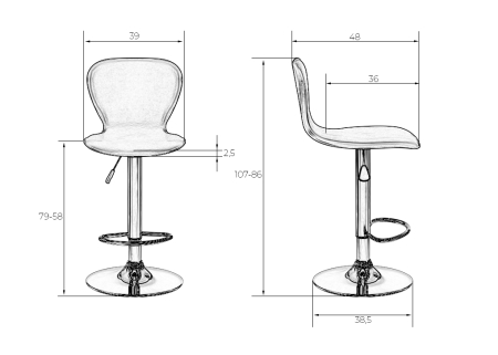 Набор 2 шт Стул барный ELISA, серый