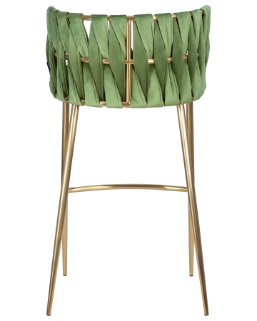 Стул барный EMMA золотой, зеленый велюр VF-08