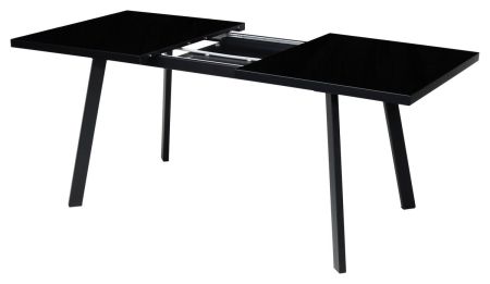 Стол ФИН 140 черный, стекло, черный каркас