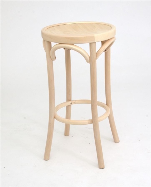 Полубарный деревянный табурет Венский 650 беленый дуб с твердым сиденьем