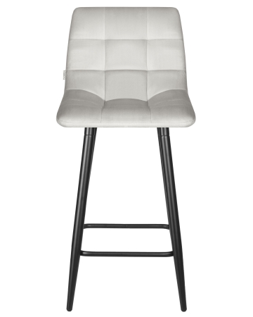 Стул полубарный OLIVIA черные матовые ножки, светло-серый велюр 108-52