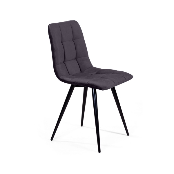 Стул UNO бархат серый, черный конус
