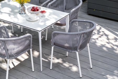 "Малага" обеденный стол из HPL 140х80 см, цвет молочный, каркас белый