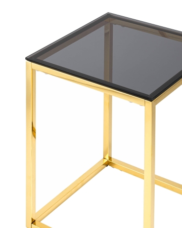 Журнальный стол 40*40 ТАУН золото стекло дым