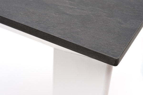 "Венето" обеденный стол из HPL 90х90 см, цвет "серый гранит", каркас белый