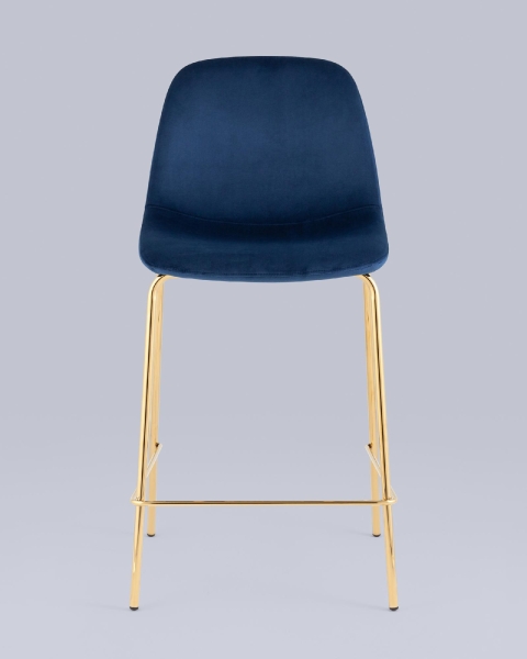 Стул полубарный Валенсия SN ткань синий золотые ножки
