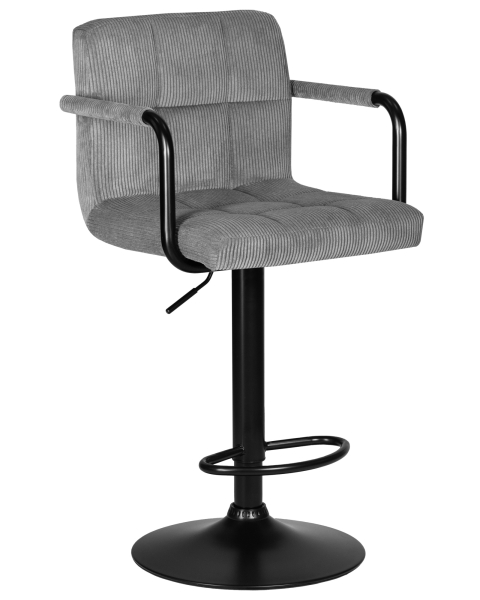 Стул барный KRUGER ARM BLACK серый вельвет