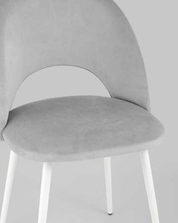 Стул Меган SN велюр светло-серый белые ножки