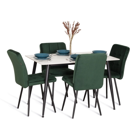 Стул обеденный Medeo зеленый, велюр и металл, мягкое сиденье, без подлокотников