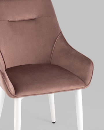 Стул Диана велюр пыльно-розовый ножки белые