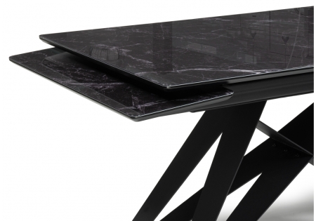 Стол стеклянный Блэкберн 140(200)х80 черный мрамор, черная пленка, черный