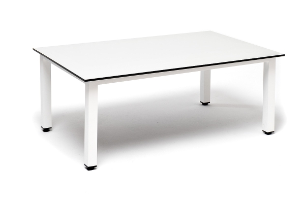 "Канны" журнальный столик из HPL 90х60, H40, каркас белый, столешницы "молочный"