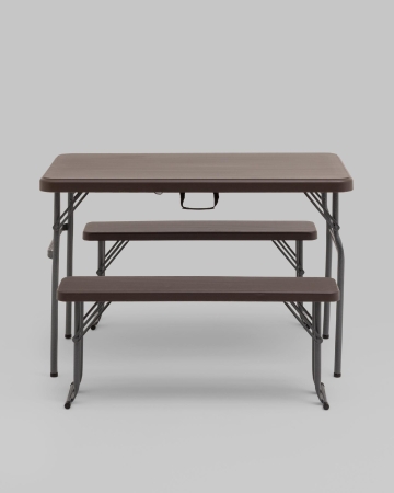 Комплект стола и двух скамеек Кейт коричневый