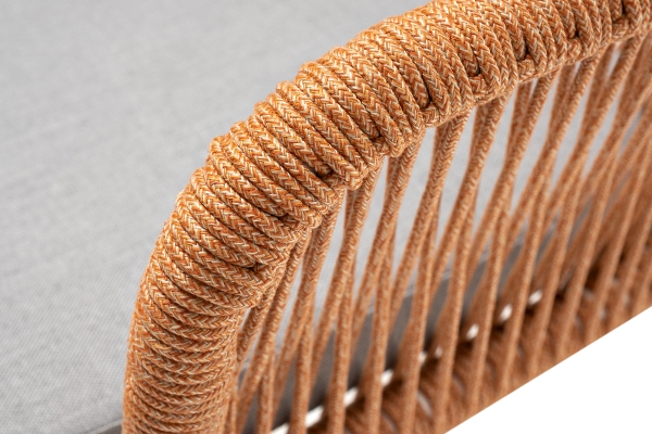 "Лион" стул плетеный из роупа, каркас из стали светло-серый (RAL7035) муар, роуп оранжевый меланж круглый, ткань светло-серая "Лион" стул плетеный из роупа, каркас из стали светло-серый (RAL7035) муар, роуп оранжевый меланж круглый, ткань светло-серая