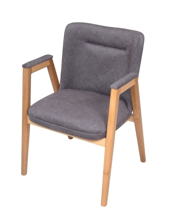 Кресло "Монд" светлое дерево и серый, дерево и ткань