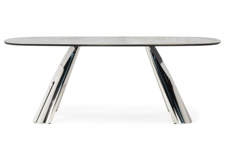 Керамический стол Танго 200х200х90 белый мрамор carla larkin, хром