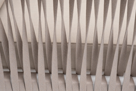 "Касабланка" кресло плетеное из роупа, каркас алюминий белый муар, роуп бежевый 20мм, ткань бежевая 15052