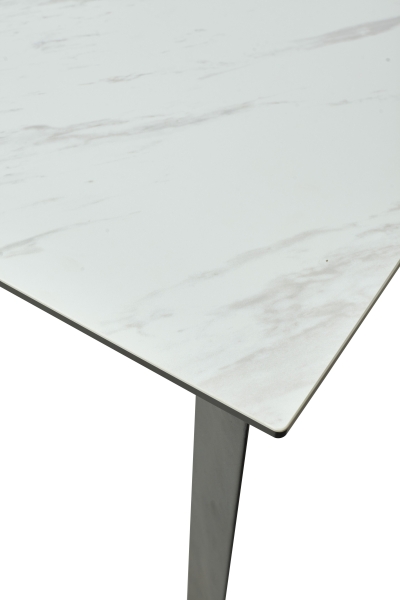 Стол CREMONA 160 KL-99 белый мрамор матовый итальянская керамика, черный каркас
