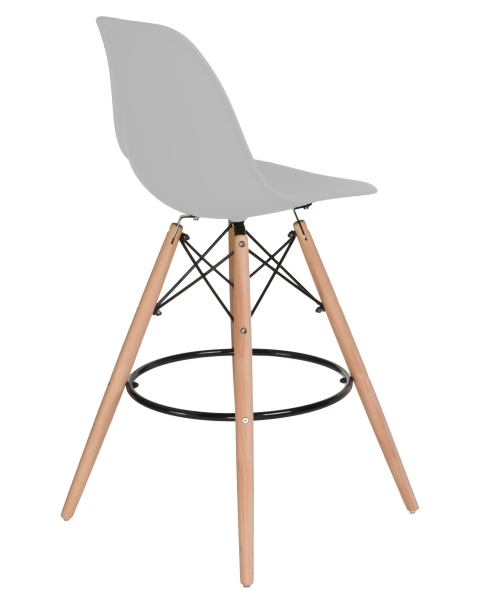 Стул барный DSW BAR ножки светлый бук сиденья светло-серый GR-01