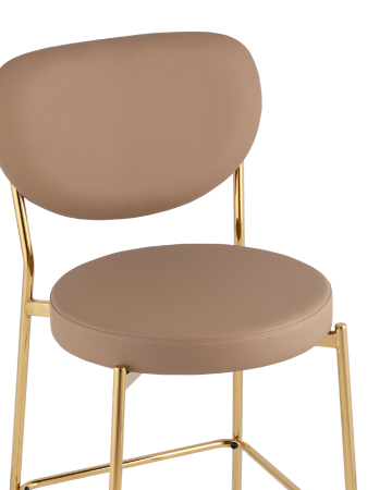 Стул полубарный Барбара NEW экокожа бежевая, золотые ножки 2 шт.