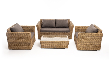 "Капучино Сингл" лаунж-зона из искусственного ротанга (гиацинт), цвет соломенный