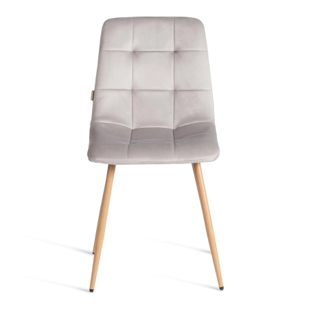 Стул CHILLY светло-серый и серый, велюр и металл, мягкое сиденье, без подлокотников