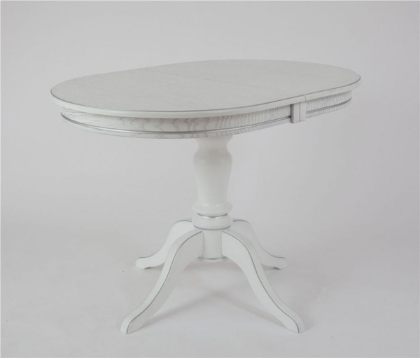 Стол "Капелла-2" белый, патина серебро, шпон дуб тип 2