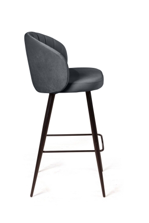 Стул барный Mont Blanc, бархат светло-серый, черный конус