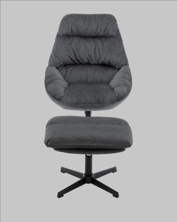 Кресло Оррелл серый с оттоманкой