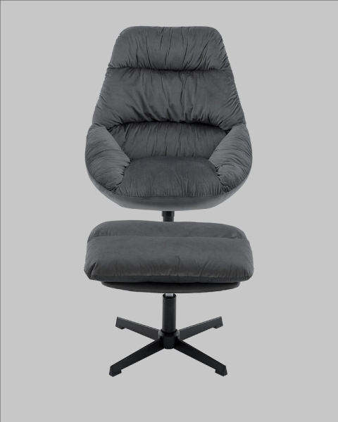 Кресло Оррелл серый с оттоманкой