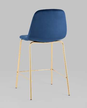 Стул полубарный Валенсия SN ткань синий золотые ножки