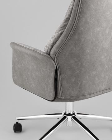 Кресло офисное TopChairs Neoma светло-серый экокожа ткань