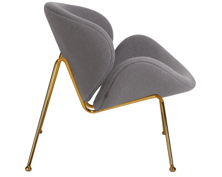 Кресло дизайнерское EMILY, серая ткань, золотое основание