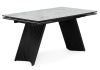 Стол стеклянный Вейв 140(200)х80 кристл белый мрамор, черный